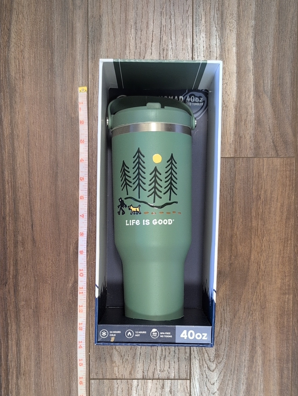 Life Is Good 40 oz Drinking Tumbler Bottle Green - Picture 5 of 5